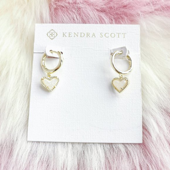 Kendra Scott Jewelry - Gold Ari Heart Iridescent Drusy Huggie Earrings
